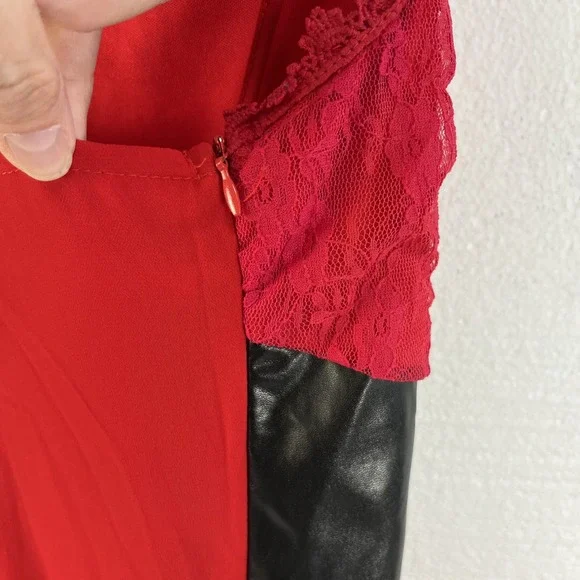 Womens Sleeveless Gothic Dress Corset Halter Lace Size Medium Red Halloween - Picture 6 of 13